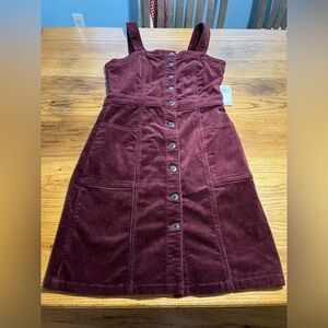 OAT New York Elegant Burgundy Plum Corduroy Dress Size 4